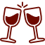 two wine glasses clinking